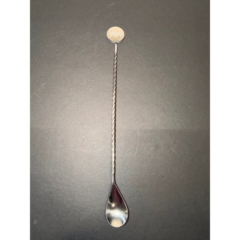 Bacardi Rum Silver Tone Twisted Stem Bar Spoon Cocktail Stirrer Bat Logo 11"